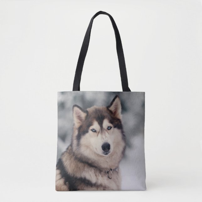 Bolso De Tela Hermoso Husky al aire libre (Anverso)