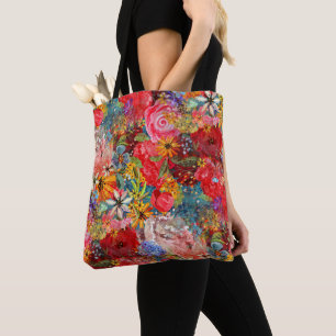 Bolso De Tela Hermoso Modelo Floral Brillante Abstracto Abstract