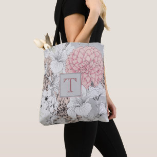 Bolso De Tela Hermoso Monograma Boho Moderno Flores