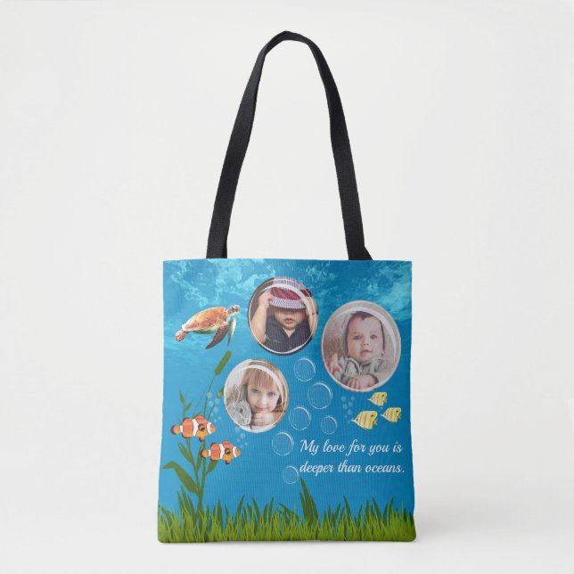 Bolso De Tela Hermoso Océano Azul Pescado Tropical Subacuático (Anverso)