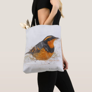 Bolso De Tela Hermoso pájaro aguafiestas variados en la nieve