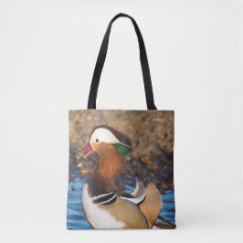 Bolso De Tela Hermoso pato chatty mandarín en el estanque