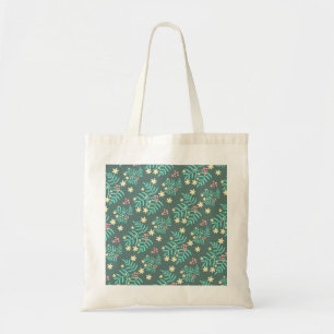 Bolso De Tela Hermoso patrón azul de hojas y bayas botánicas