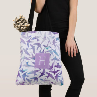 Bolso De Tela Hermoso patrón de aves acuarelas