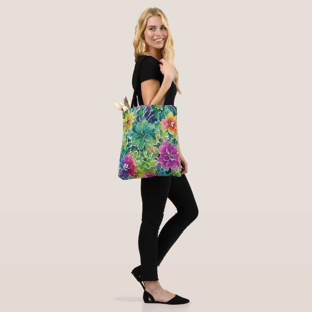 Bolso De Tela Hermoso patrón de flor acuarela (Puesto)