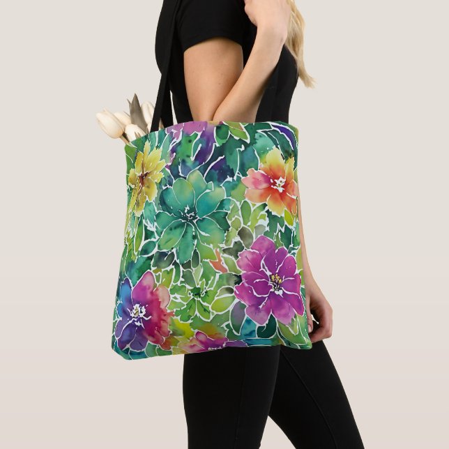 Bolso De Tela Hermoso patrón de flor acuarela (Detalle)