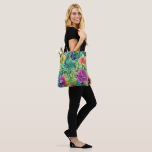 Bolso De Tela Hermoso patrón de flores en acuarela