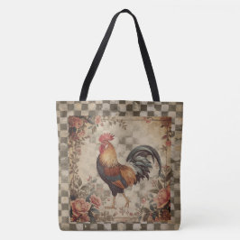 Bolso De Tela Hermoso patrón de gallo y flores vintage