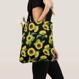 Bolso De Tela Hermoso patrón de girasoles de acuarela vintage