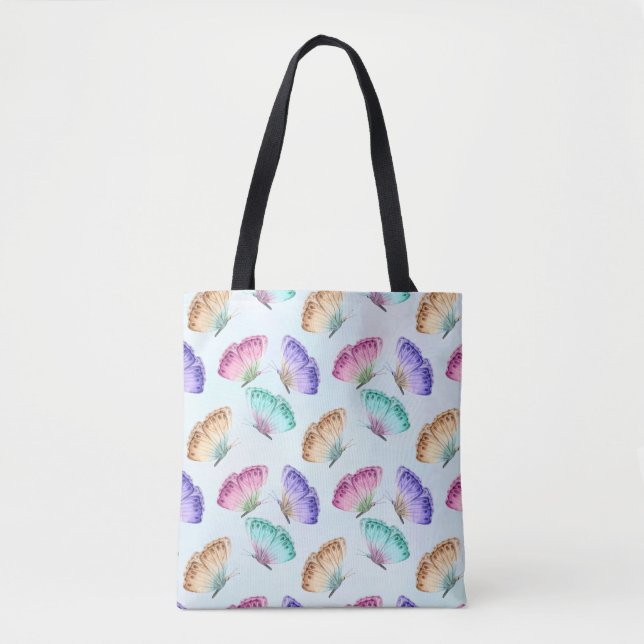 Bolso De Tela Hermoso patrón de mariposa acuarela (Anverso)