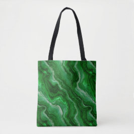 Bolso De Tela Hermoso patrón de mármol en verde esmeralda