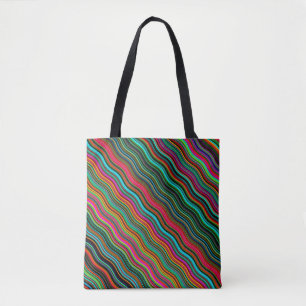 Bolso De Tela Hermoso patrón de rayas onduladas coloridas