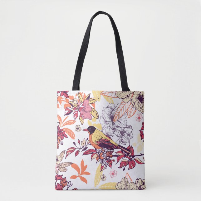 Bolso De Tela Hermoso patrón floral (Anverso)