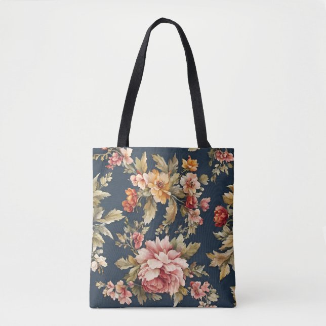 Bolso De Tela Hermoso patrón floral italiano (Anverso)