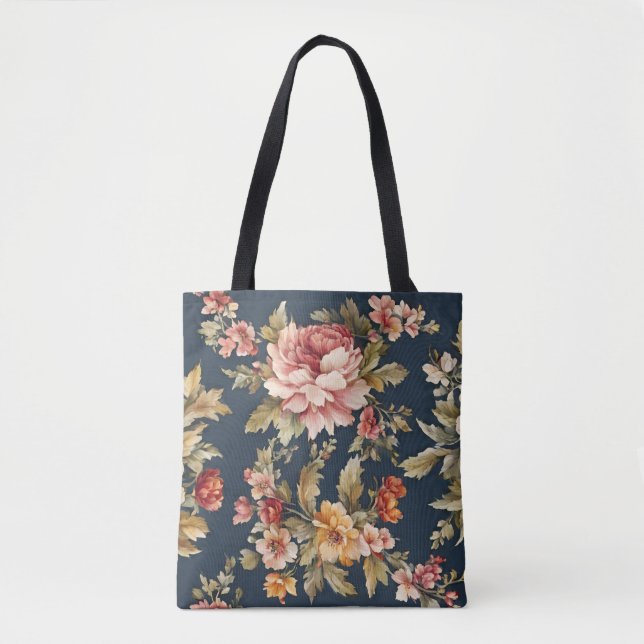 Bolso De Tela Hermoso patrón floral italiano (Anverso)