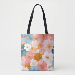 Bolso De Tela Hermoso patrón floral pastel