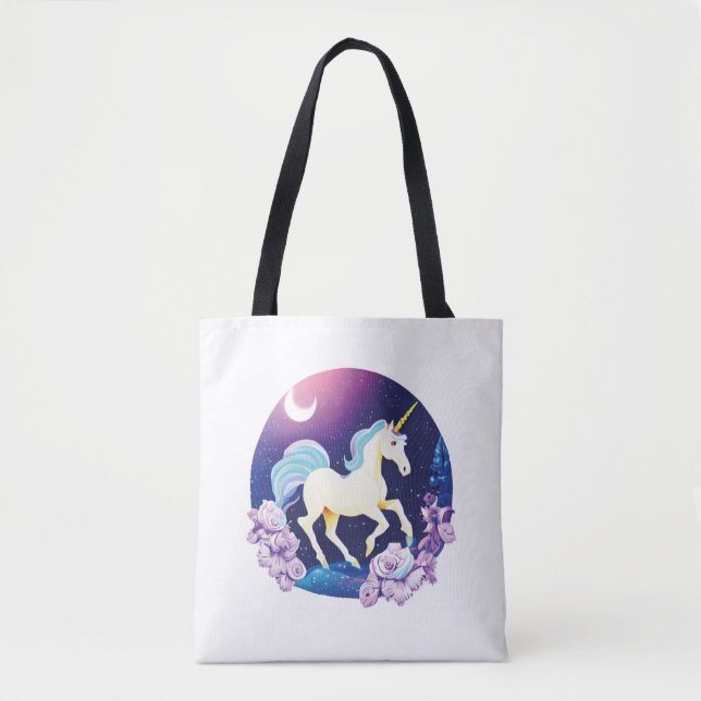 Bolso De Tela Hermoso pegatina de caballos de unicornio (Anverso)