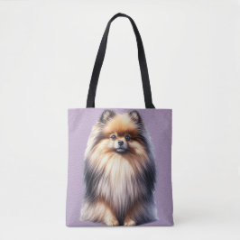 BOLSO DE TELA HERMOSO PEQUEÑO PERRO POMERANÍ ROJO
