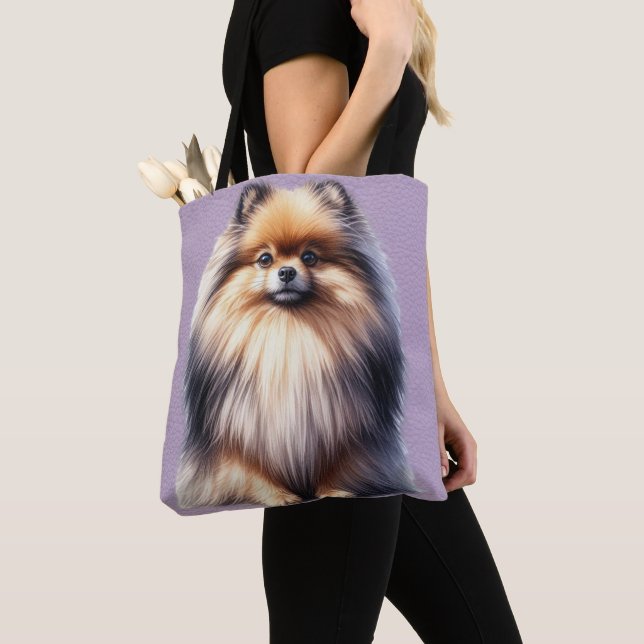 BOLSO DE TELA HERMOSO PEQUEÑO PERRO POMERANÍ ROJO (Detalle)