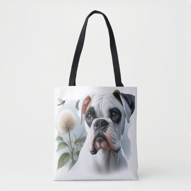 Bolso De Tela Hermoso perro de boxer blanco presentado en la nat (Anverso)