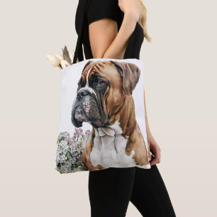 BOLSO DE TELA HERMOSO PERRO MARRÓN Y BLANCO MAJESTICO