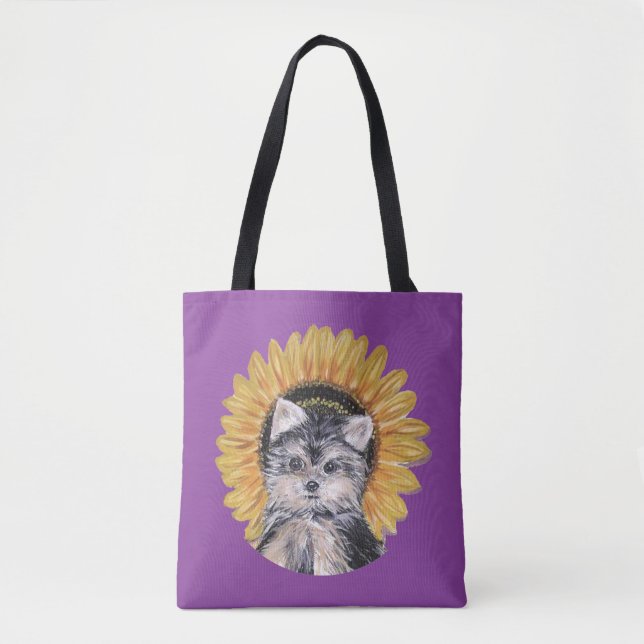 Bolso De Tela Hermoso Perro Yorkie (Anverso)