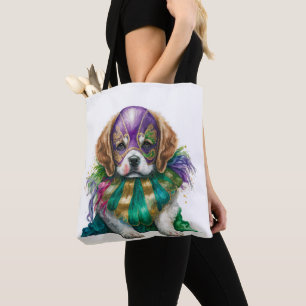 BOLSO DE TELA HERMOSO PURPLE ORO VERDE MARDI GRAS PERRO DE PUBRE
