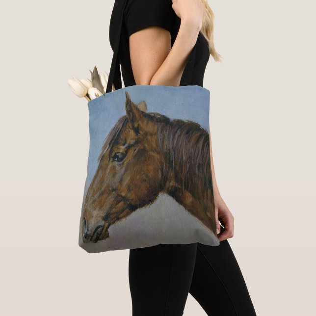 Bolso De Tela Hermoso retrato de caballo marrón (Detalle)