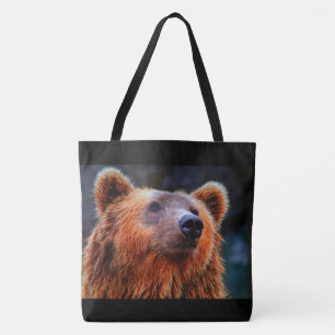 Bolso De Tela Hermoso retrato de oso marrón de vida salvaje foto