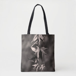 Bolso De Tela Hermoso retrato japonés de hojas de arce Sepia