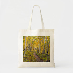 Bolso De Tela Hermoso sendero otoñal escénico en el soto de álam