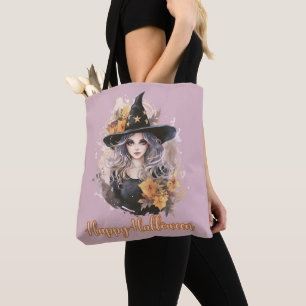 Bolso De Tela Hermoso sombrero de bruja estrellas humo feliz Hal