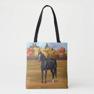 Bolso De Tela Hermoso Stallion de caballos del Barrio Negro
