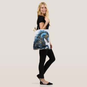 Bolso De Tela Hermoso Stallion Steampunk Azul Negro