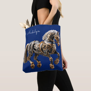 Bolso De Tela Hermoso Stallion Steampunk Dorado Negro