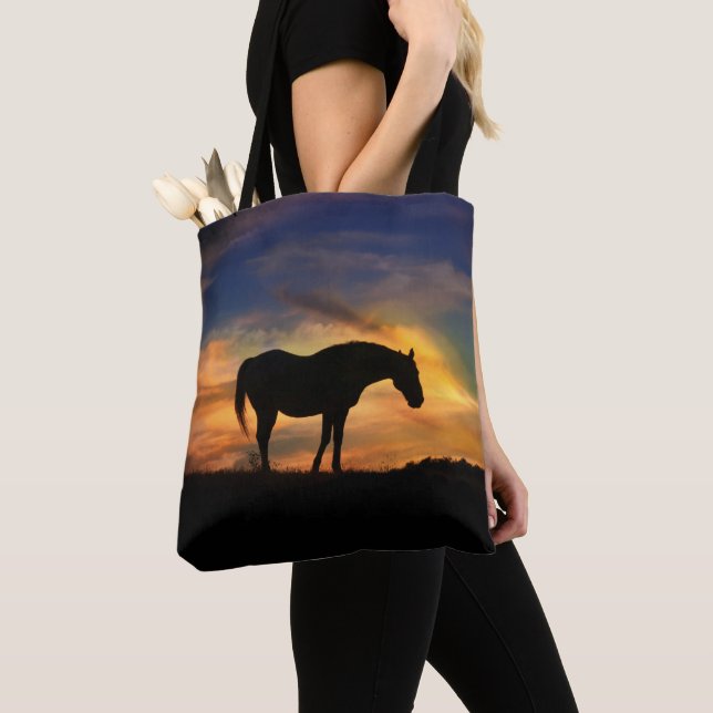 Bolso De Tela Hermoso Tote de caballo y amanecer (Detalle)