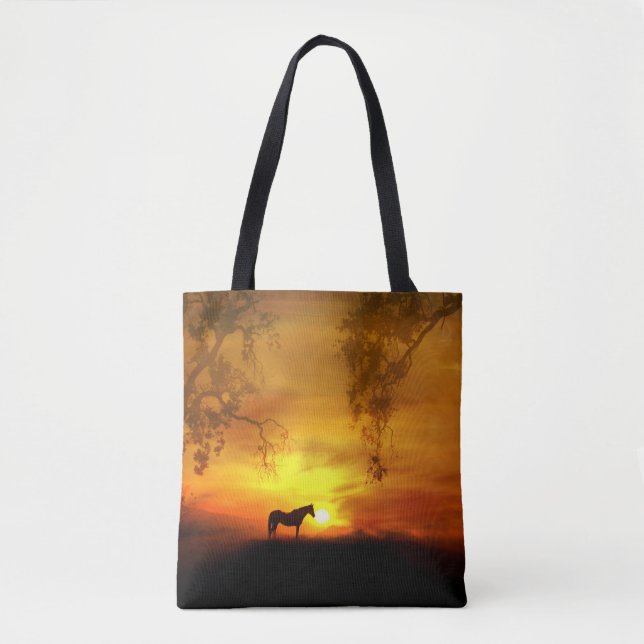 Bolso De Tela Hermoso Tote de caballos (Anverso)