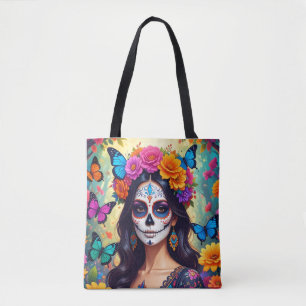 Bolso De Tela Hermoso Tote de cráneo azucarero