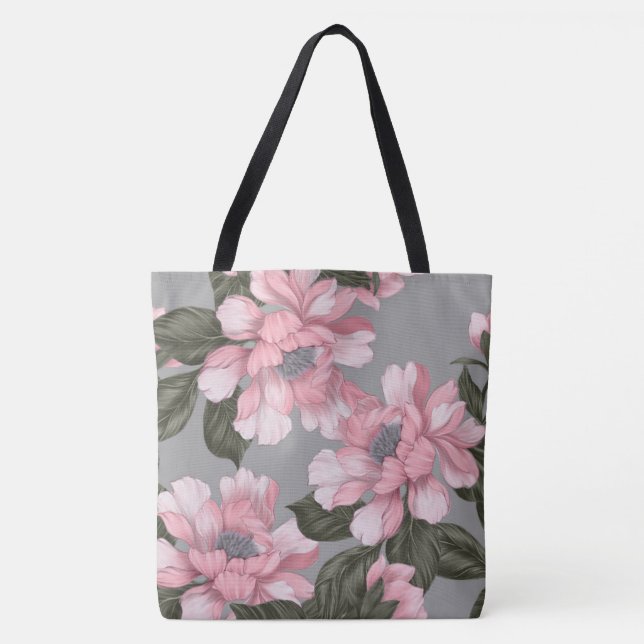 Bolso De Tela Hermoso Tote de moda acuarela floral (Anverso)