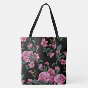 Bolso De Tela Hermoso Tote de moda floral de mariposa