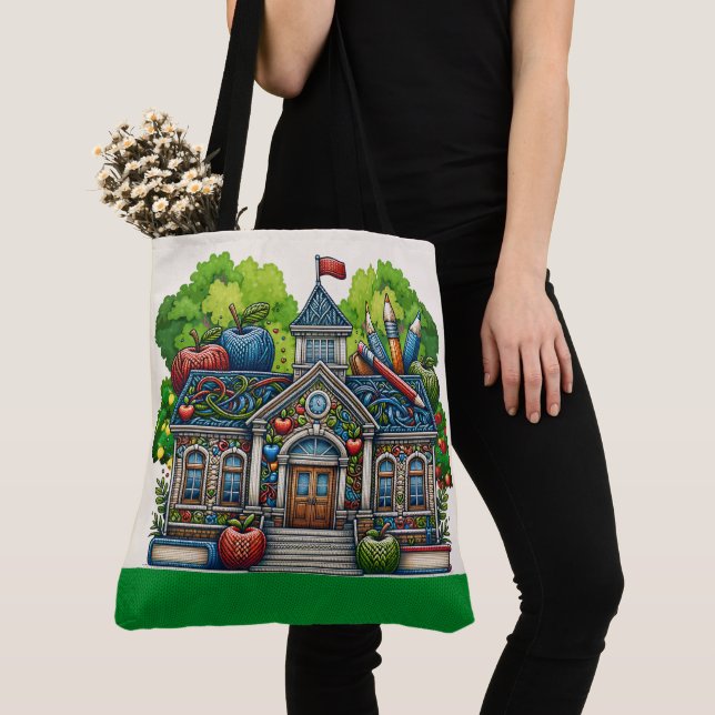 Bolso De Tela Hermoso Tote docente - Ver Atrás (Detalle)