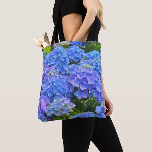 Bolso De Tela Hermoso Tote Jardín de las flores de Hydrangea Azu (Detalle)