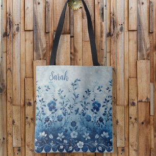 Bolso De Tela Hermoso trópico azul vintage hawaiano florido