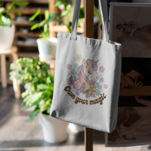 Bolso De Tela Hermoso Unicornio Con Flores