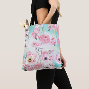 Bolso De Tela Hermoso y elegante Monograma de Rosas florales ros
