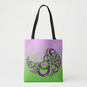 Bolso De Tela Hermosos Corazones Verdes Rosados Modernos Abstrac