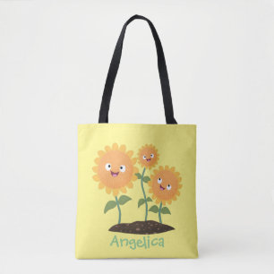 Bolso De Tela Hermosos girasoles alegres sonrientes ilustracion 