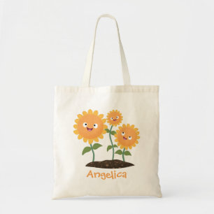 Bolso De Tela Hermosos girasoles alegres sonrientes ilustracion 