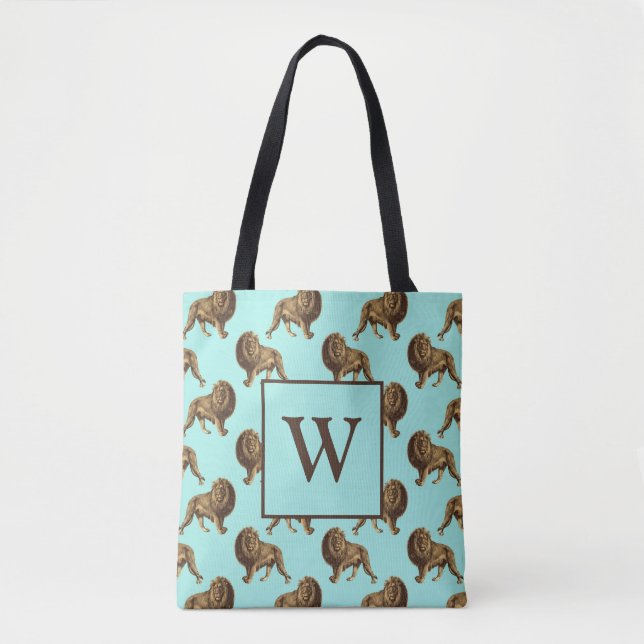 Bolso De Tela Hermosos leones monogramas (Anverso)