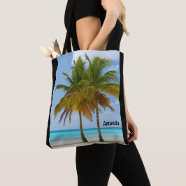 Bolso De Tela Hermosos palmeros en una playa tropical